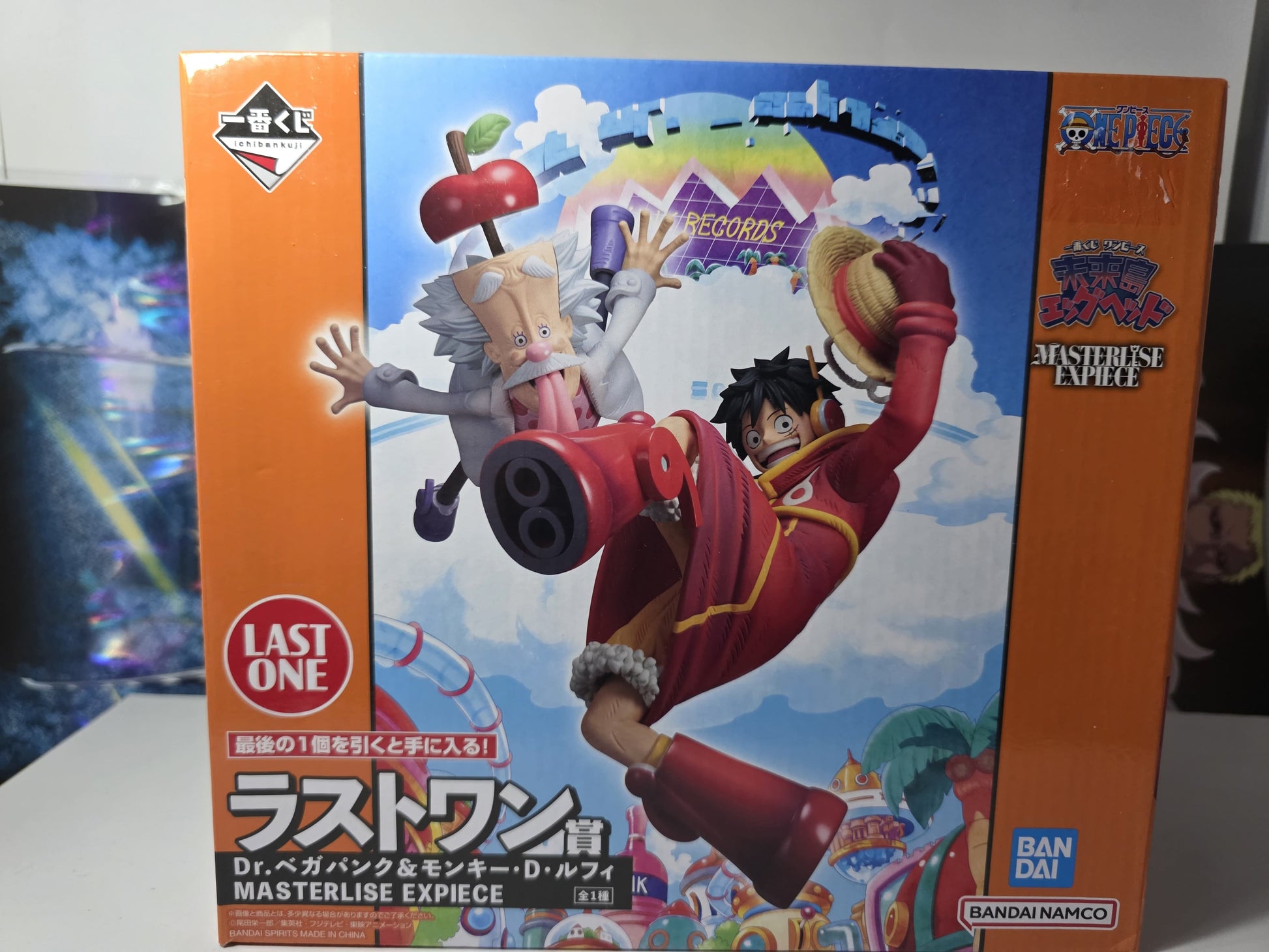 One Piece Monkey D Luffy and Dr Vegapunk Ichiban Kuji Future Island Egghead Last One Prize MASTERLISE EXPIECE figure, authentic Japanese release dual character anime statue.