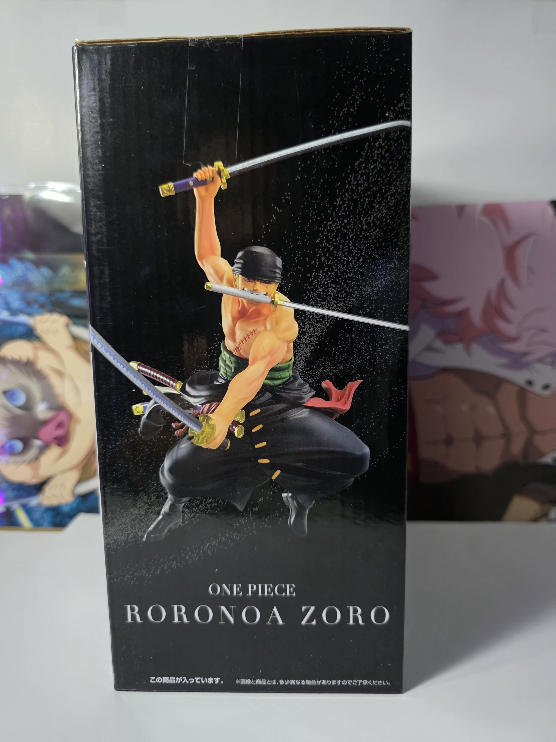 Authentic Bandai Ichiban Kuji One Piece Roronoa Zoro Prize A figure from Japan, dynamic three-sword style combat pose collectible statue unopened in retail box.