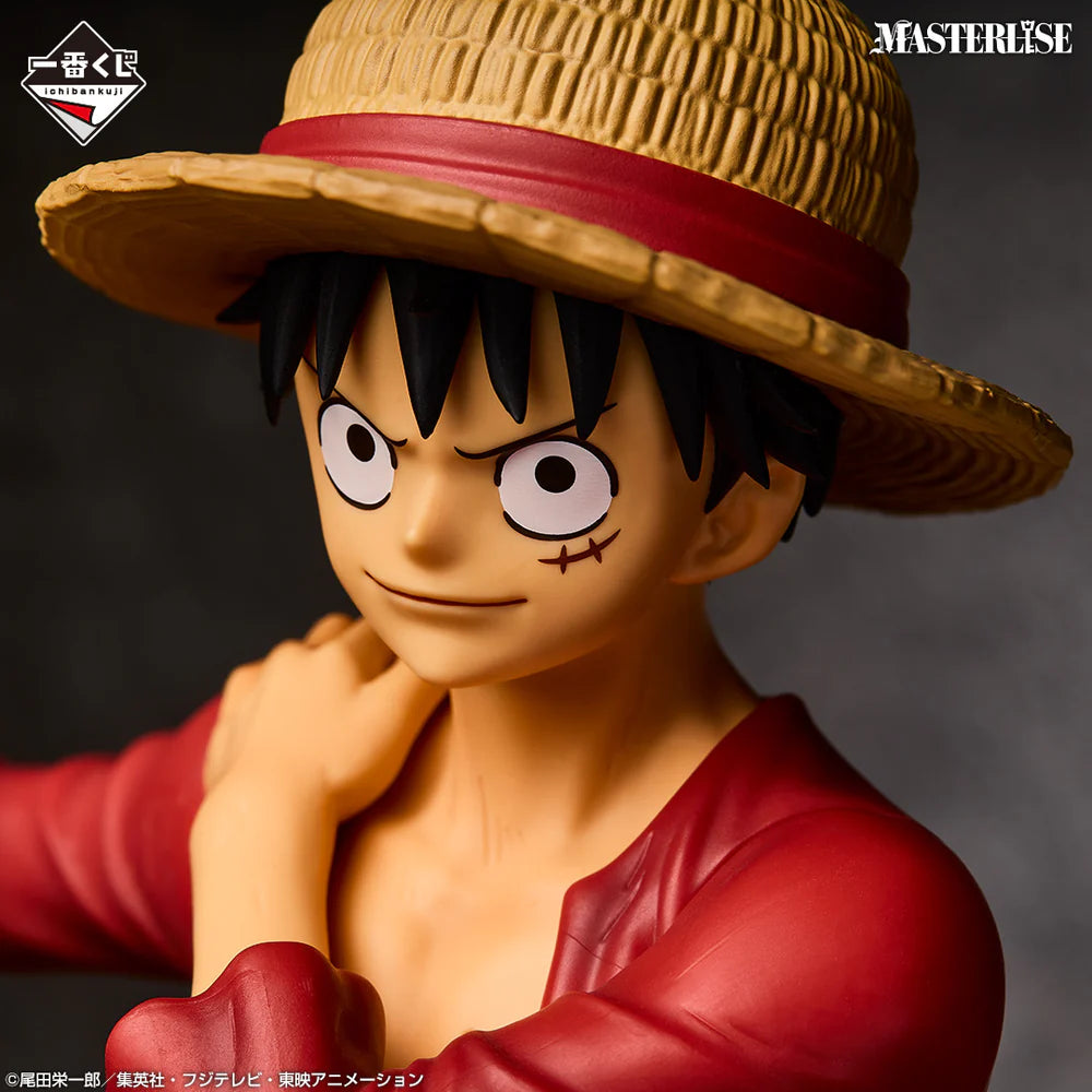 Opened authentic One Piece Monkey D Luffy Masterlise Prize A figure Ichiban Kuji Shiren no Sono Saki, pre-owned Japanese import anime figure.