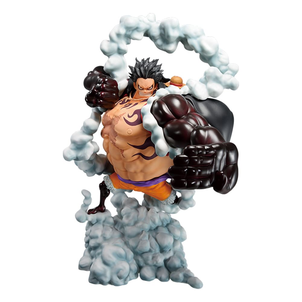  Bandai One Piece Monkey D Luffy Gear 4 Boundman Wano Country Act 3 Prize B MASTERLISE EXPIECE figure, anime battle statue with cloud effects.
